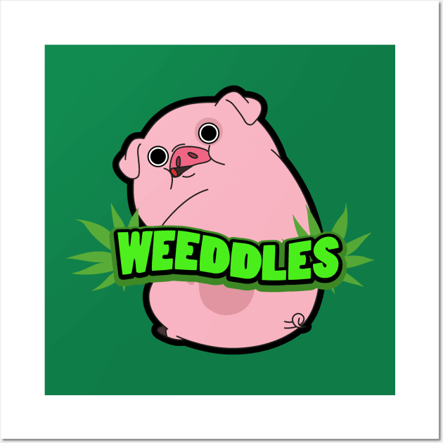 WEEDDLES (waddles smoking weed) Wall Art by BeardDesign